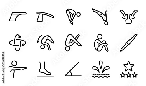 Photos 15 Diving & Swimming Icons: Aquatic Sports, Athlete Poses, Water Splash & Star R