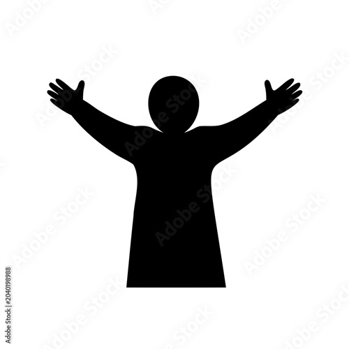 Foto Silhouette of a person with open arms, symbolizing openness or freedom