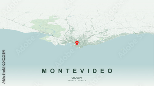 Foto Modern minimalist vector map of Montevideo, Uruguay