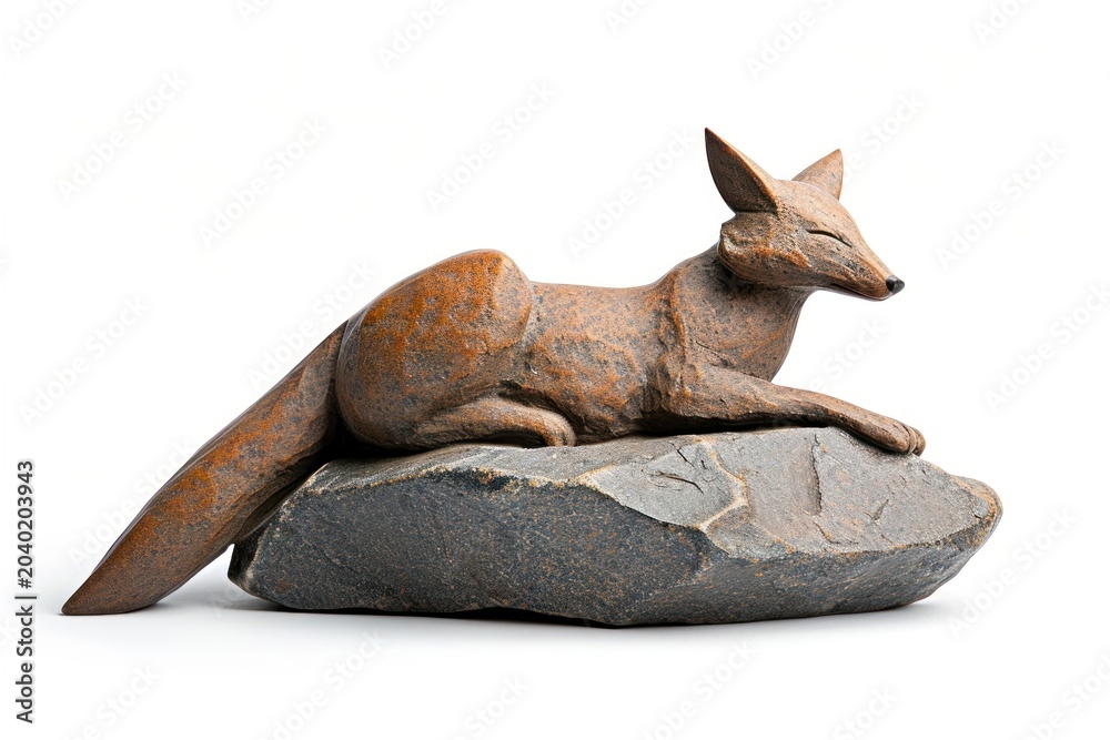 Fototapeta premium Rock heavy element Fox shape fox animal mammal.