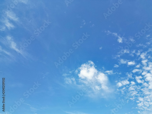 Bright Blue Sky and Some White Clouds over City of England Great Britain During Hot Sunny day. Aerial Footage Was Captured from Medium High Altitude.