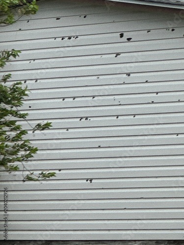Close-Up of Hail Impact on Residential Siding Panels