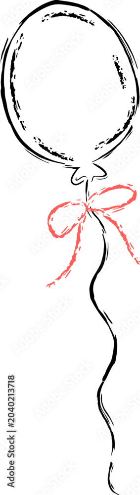 Obraz premium Balloon With Ribbon Sketch Line Art