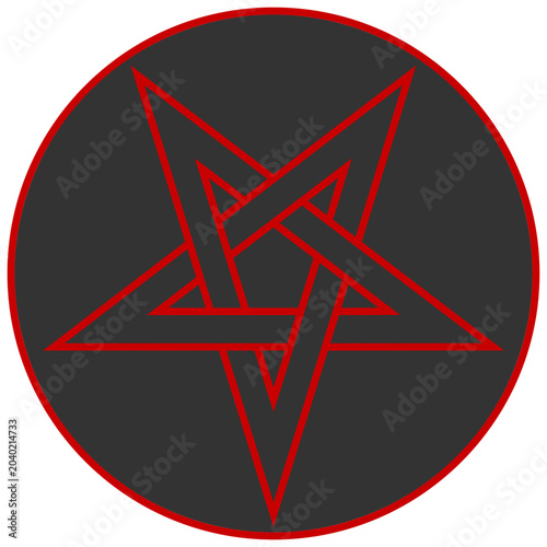 Red Inverted Pentagram Symbol on Dark Circle