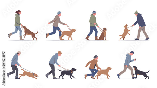 Photos People training dogs in various poses and actions on leashes dog training dog wa