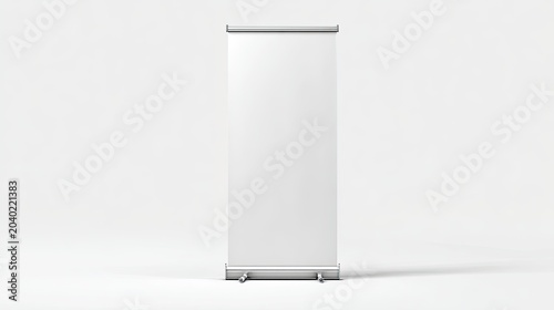 Blank White Roll Up Banner Stand Display Mockup.