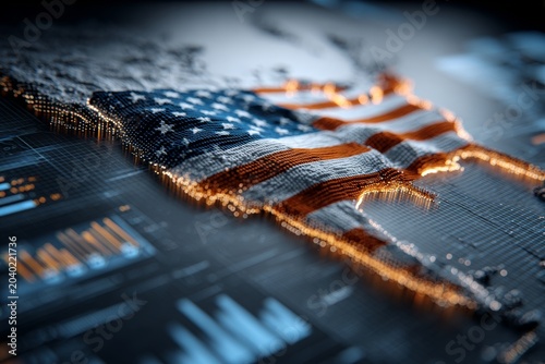 Terrain of controversy: usa's visual imprint on greenland's map. Interactive charts. Enhanced details on greenland map under us flag showcase strategic themes. Glowing dashboards.