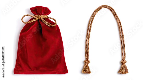 Red Velvet Gift Bag with Decorative Cord.