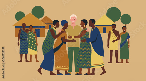 Εκτύπωση καμβά African Village Community Supporting Member With Albinism
