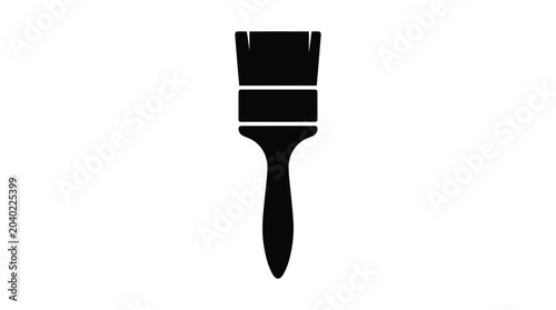 Paint Brush Silhouette A Flat Black Icon On White Background