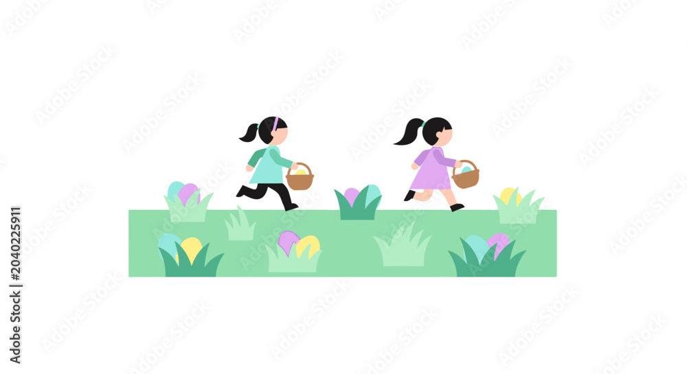 Fototapeta premium Children Hunting for Easter Eggs