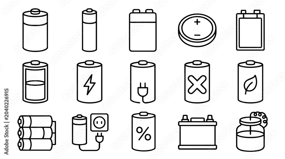Naklejka premium Battery power and charging icons set