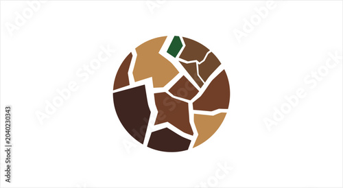 Tableau sur toile Abstract Earth Globe Cracked Texture Mosaic Pattern.