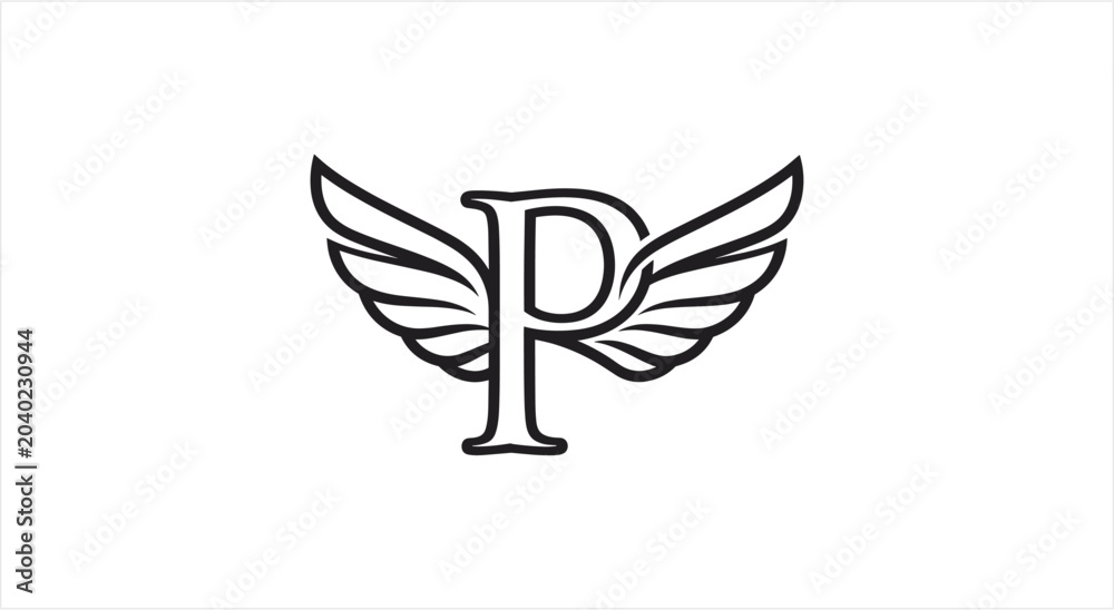 Fototapeta premium Elegant Winged Letter P Logo Design.