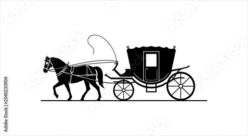 Foto Elegant Horse Drawn Carriage Silhouette Vector Art.