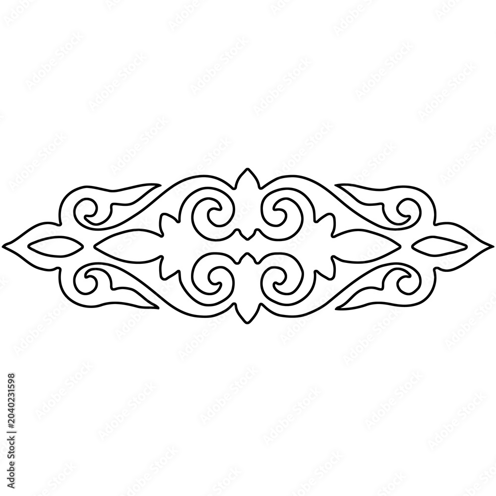 Fototapeta premium line drawing floral ornament element for border frame design