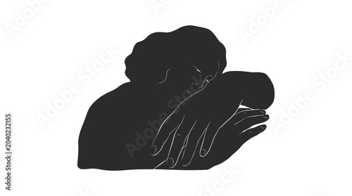 Konstfotografi Black silhouette of a person crying.