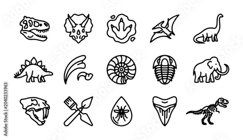 Foto Dinosaur Icons Set, Prehistoric Animals Vector Graphics, Fossil Collection, Pale