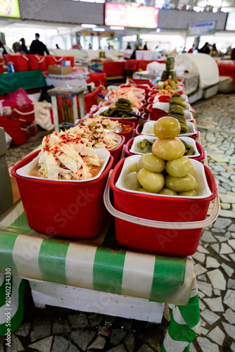 Uzbek Pickled Vegetables Sold at Chorsu Bazaar, Tashkent, Uzbekistan