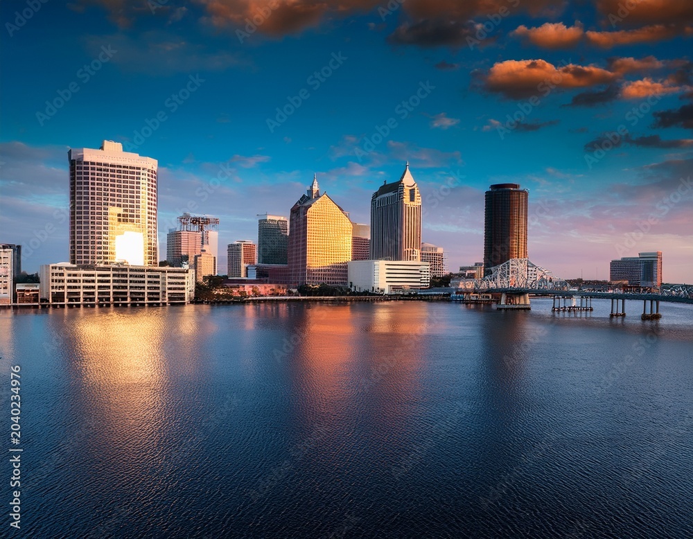 Obraz premium cinematic jacksonville florida downtown skyline