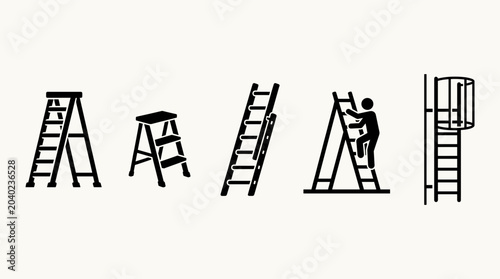 Minimalist Ladder Icons Set