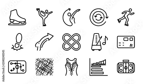 Canvas Print Ice Skating Icons Set, Figure Skating Elements, Sports Graphics, Winter Activiti