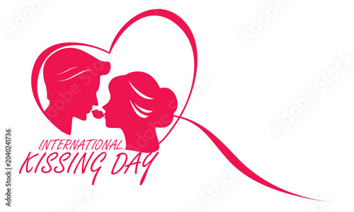 pre-wedding illustration with love decoration and kiss sign