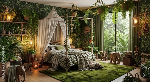 Lush Tropical Bedroom Decor Jungle Themed Interior Design Serene Relaxing Safari Style Home Retreat
