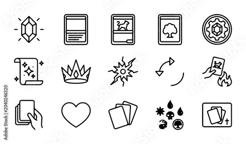 Bild auf Leinwand Magic Card Game Icons, Fantasy Elements, Vector Set for Trading Card Games, RPGs