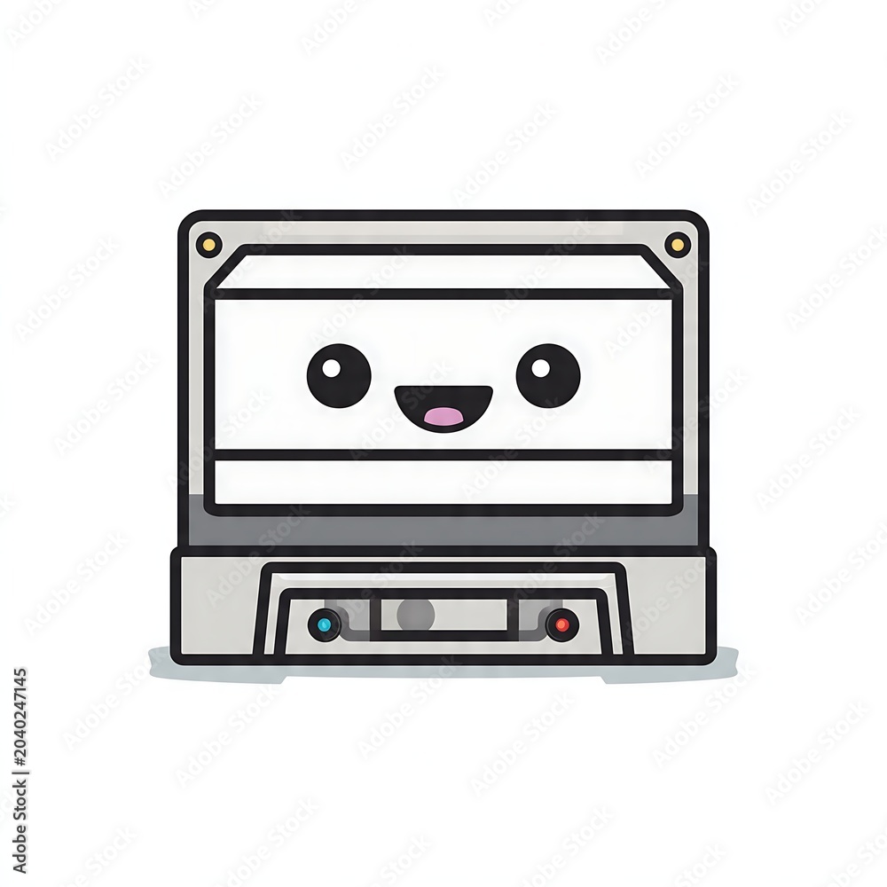 Obraz premium Cute cartoon face inside simple framed border vector illustration.