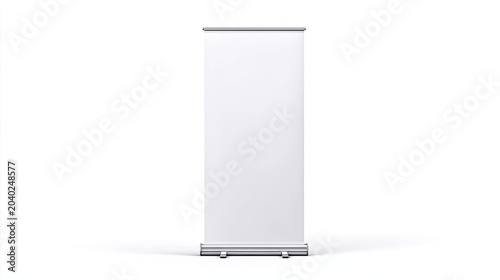 Blank White Roll Up Banner Stand Display Mockup.