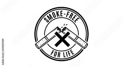Bild auf Leinwand Smoke-Free For Life Logo: Broken Cigarette, Anti-Smoking Symbol