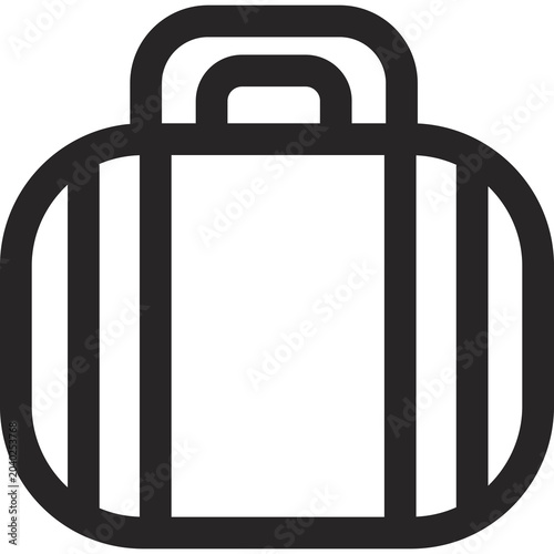 Outline of a large upright travel suitcase with handle, representing holiday packing, international travel, airport luggage, vacation preparation, tourism mobility, and professional business trip esse