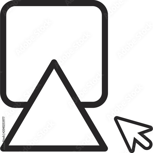 Tableau sur toile Outline of a rounded rectangle with a V-notch at the bottom, representing bookmarking, saving content, page marking, digital favorites, reading organization, and content curation tools
