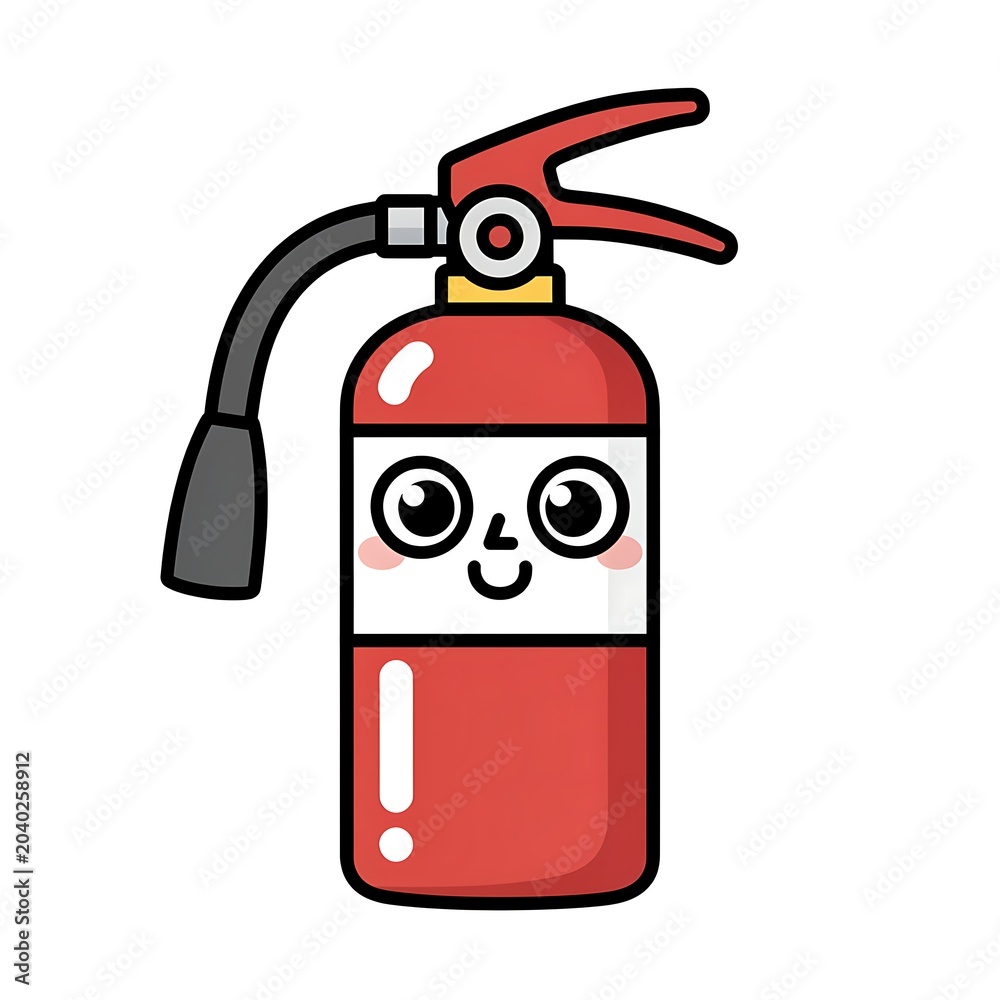 Obraz premium Cute cartoon fire hydrant with smiling face vector illustration.