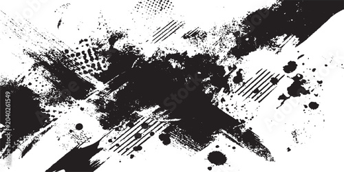 Bild auf Leinwand Abstract black paint splatter with rough grunge texture dust scratches and expre