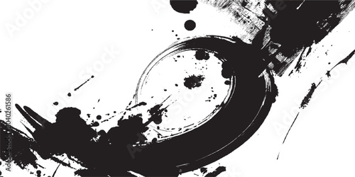 Grungy red ink splat and paint splashes  grunge ink splashes  grunge texture background with aggressive paint strokes and ink splatters vector design