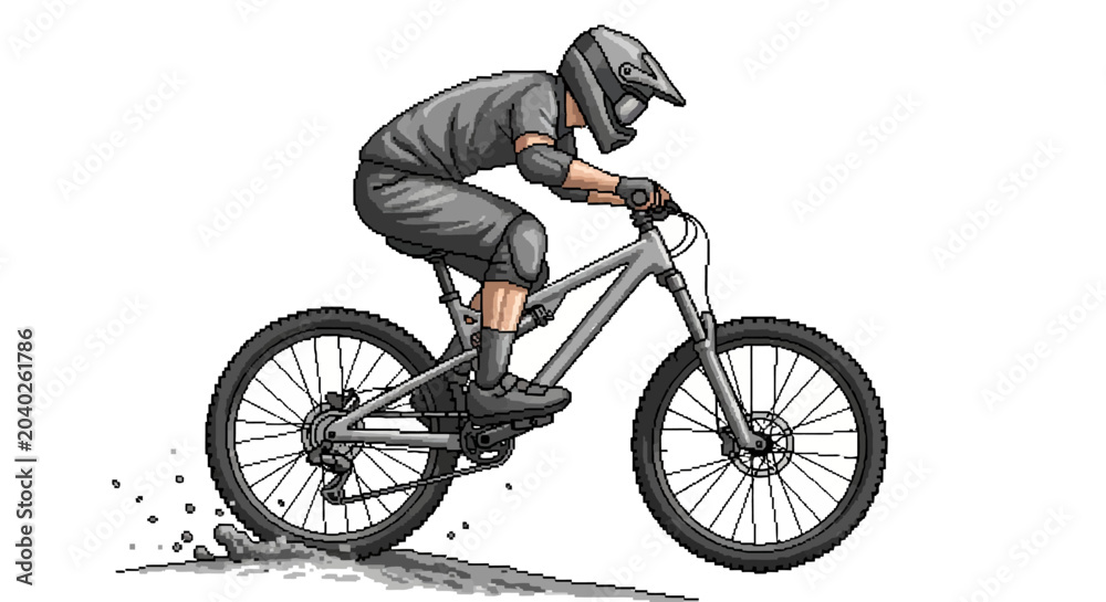 Naklejka premium Man Riding Mountain Bike.