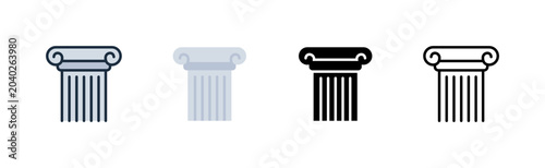 Roman Column Pillar Icon Colored Flat Glyph Line Italy
