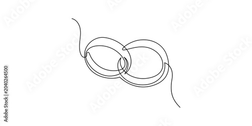 Photos Minimalist continuous line drawing of interlocking wedding rings symbolizing ete
