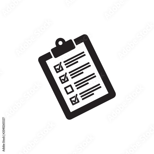 clipboard checklist or clipboard survey form line art vector icon for apps and websites