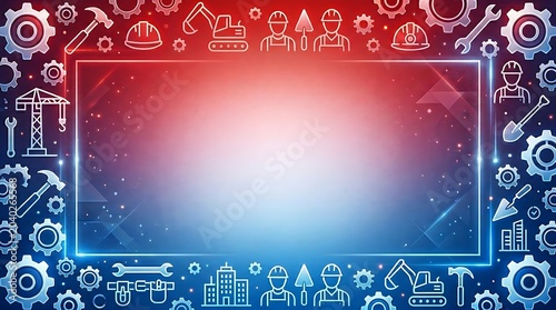 Labour day social media background, with construction and industry