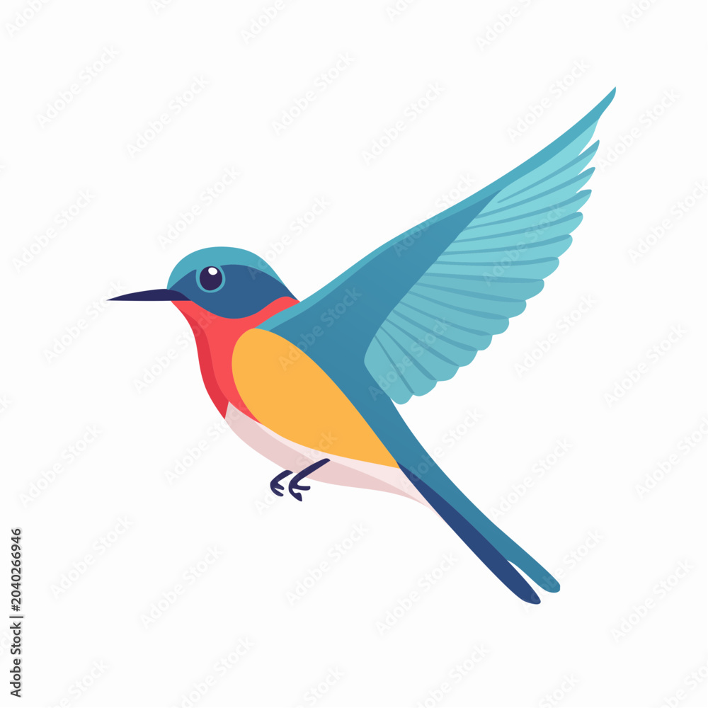 Obraz premium Stylized Blue Bird in Flight