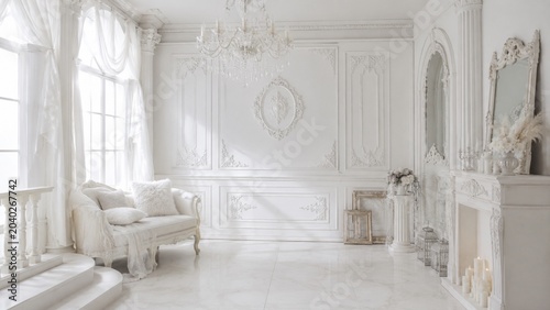 Elegant White Luxury Interior with Classic European Style Decor
