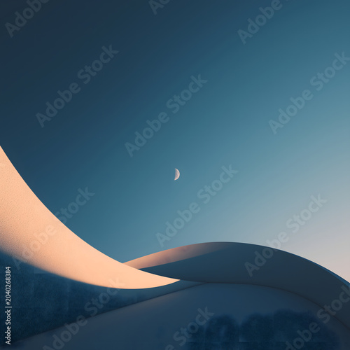 Imperfect Minimal minimal wallpaper, moon over the desert