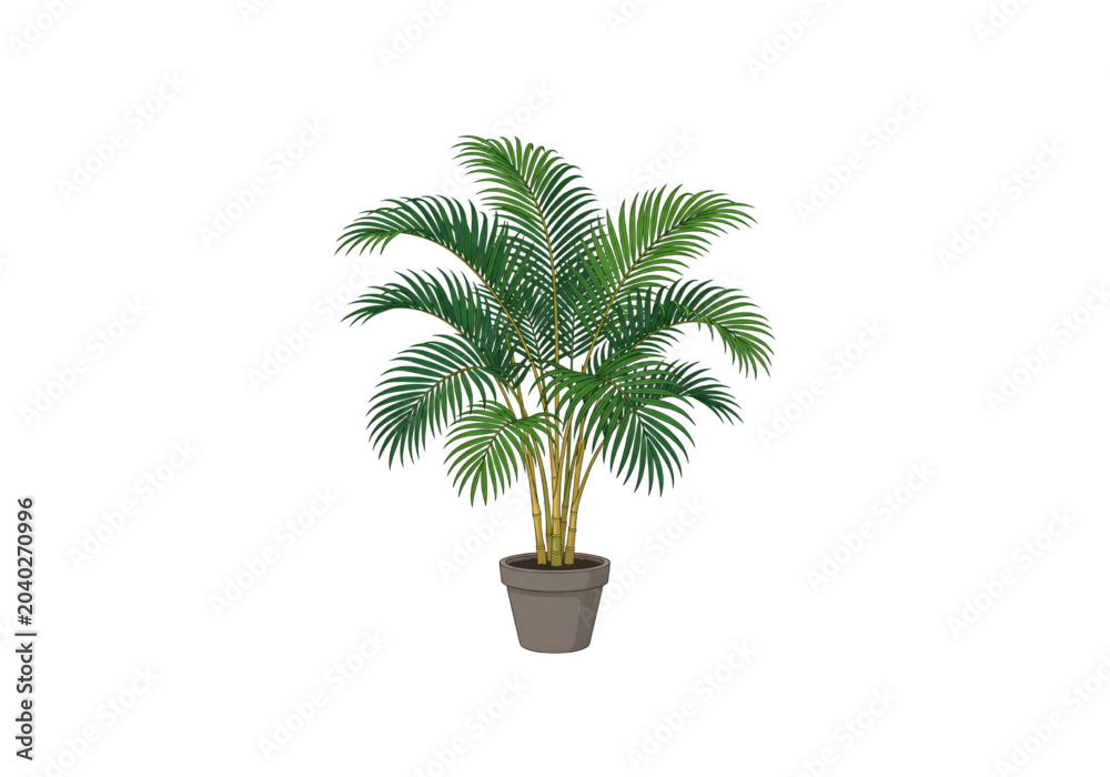 Obraz premium Green palm tree in pot png on transparent background