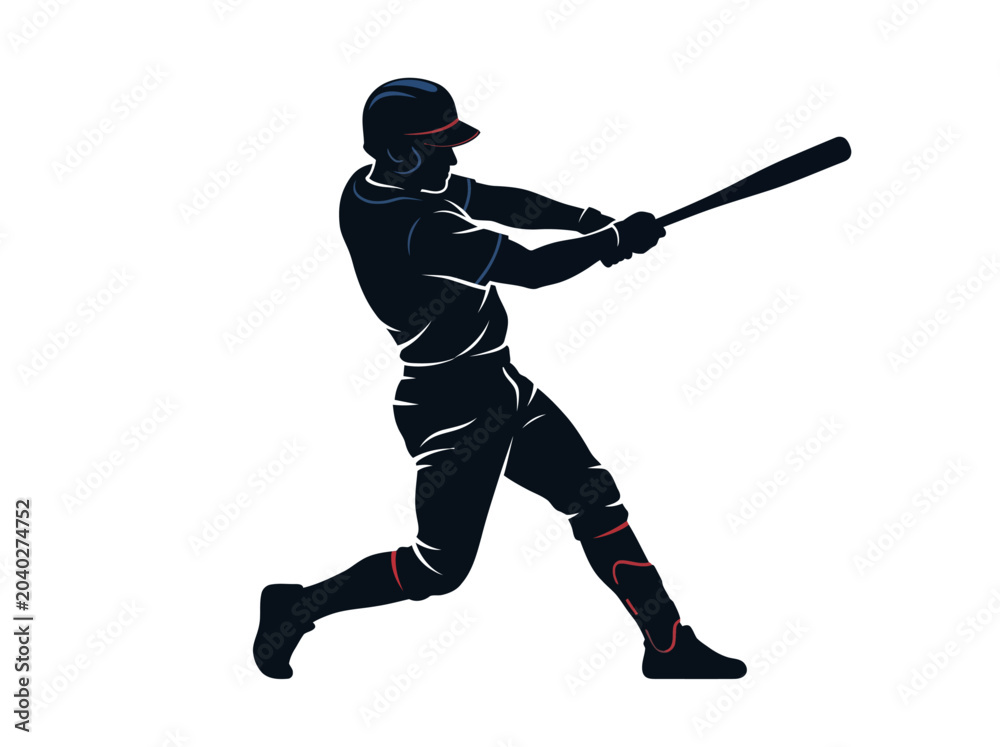 Obraz premium Baseball Player Swinging Bat Illustration