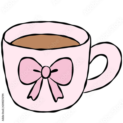 Hand drawn hot coffee, tea, mug
