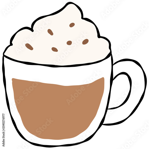 Hand drawn hot coffee, tea, mug
