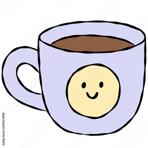 Hand drawn hot coffee, tea, mug